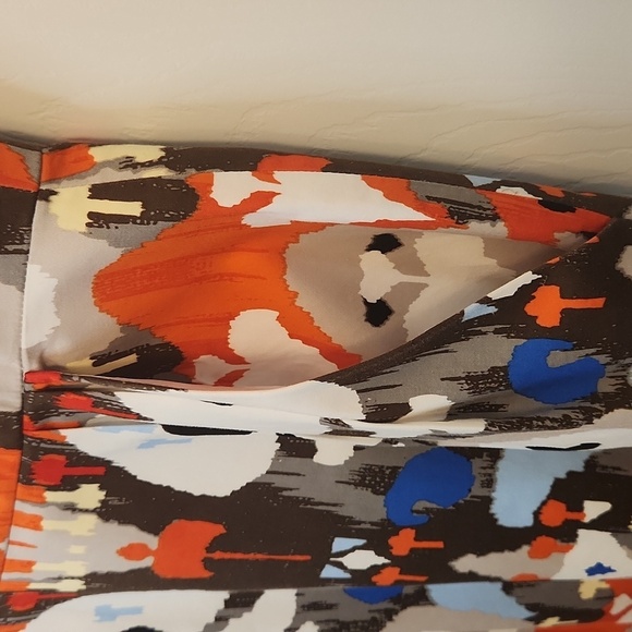 Maggy London Sleeveless Orange and Black Ikat Print Dress Size 2 - Picture 7 of 11